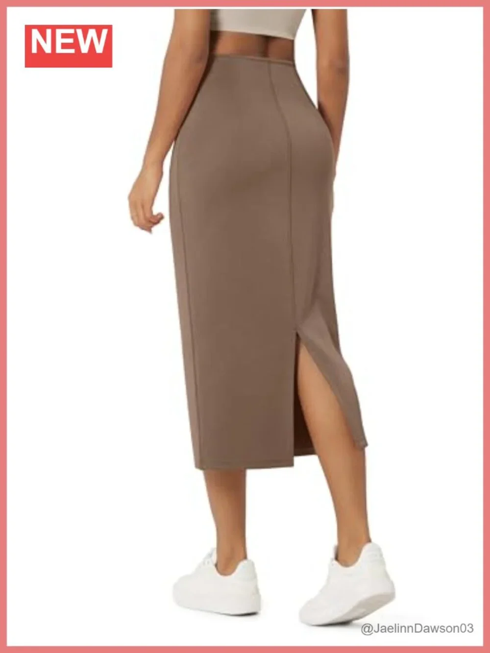 Women's High Waist Midi Pencil Skirt Back Slit Side Pockets Modal Blend